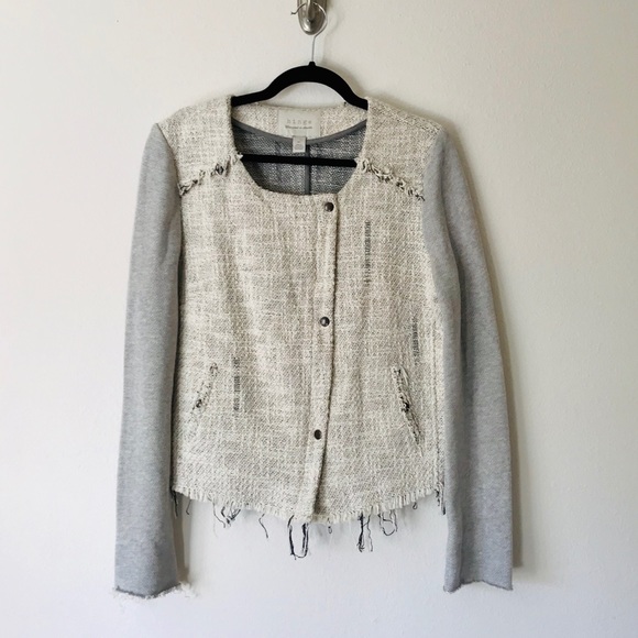 hinge Jackets & Blazers - Hinge Moto Style Tweed Fringe Jacket Blazer